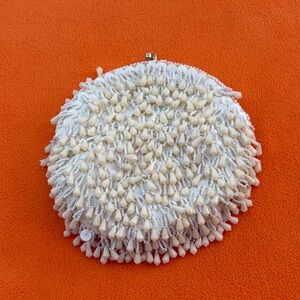 Hand-Beaded Cream Evening Clutch